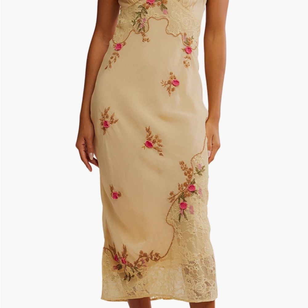 Free People Cream Floral Midi Dress, meet again